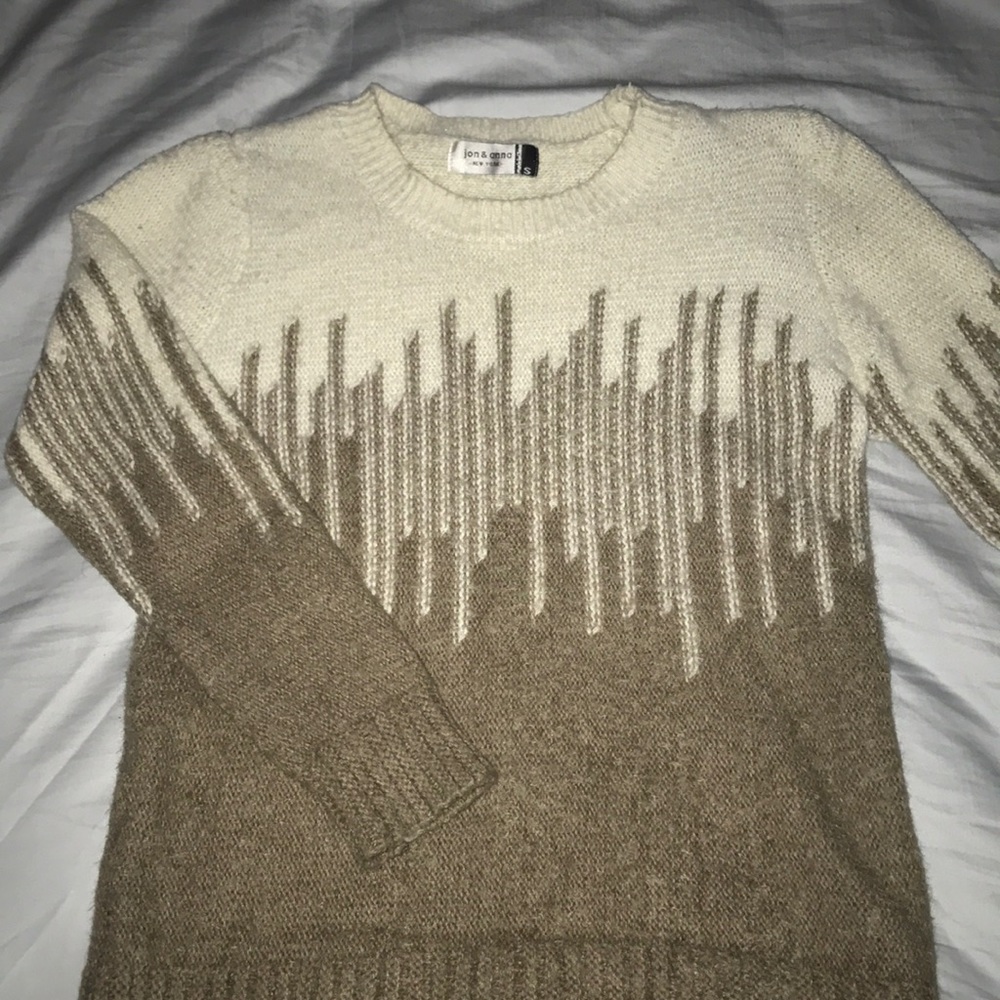 Jon and Anna Brown and White Sweater